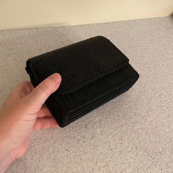 Vintage black beaded evening bag clutch purse box - Picture 10 of 10